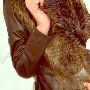 Gorgeous Leather and faux Coat size S dark brown